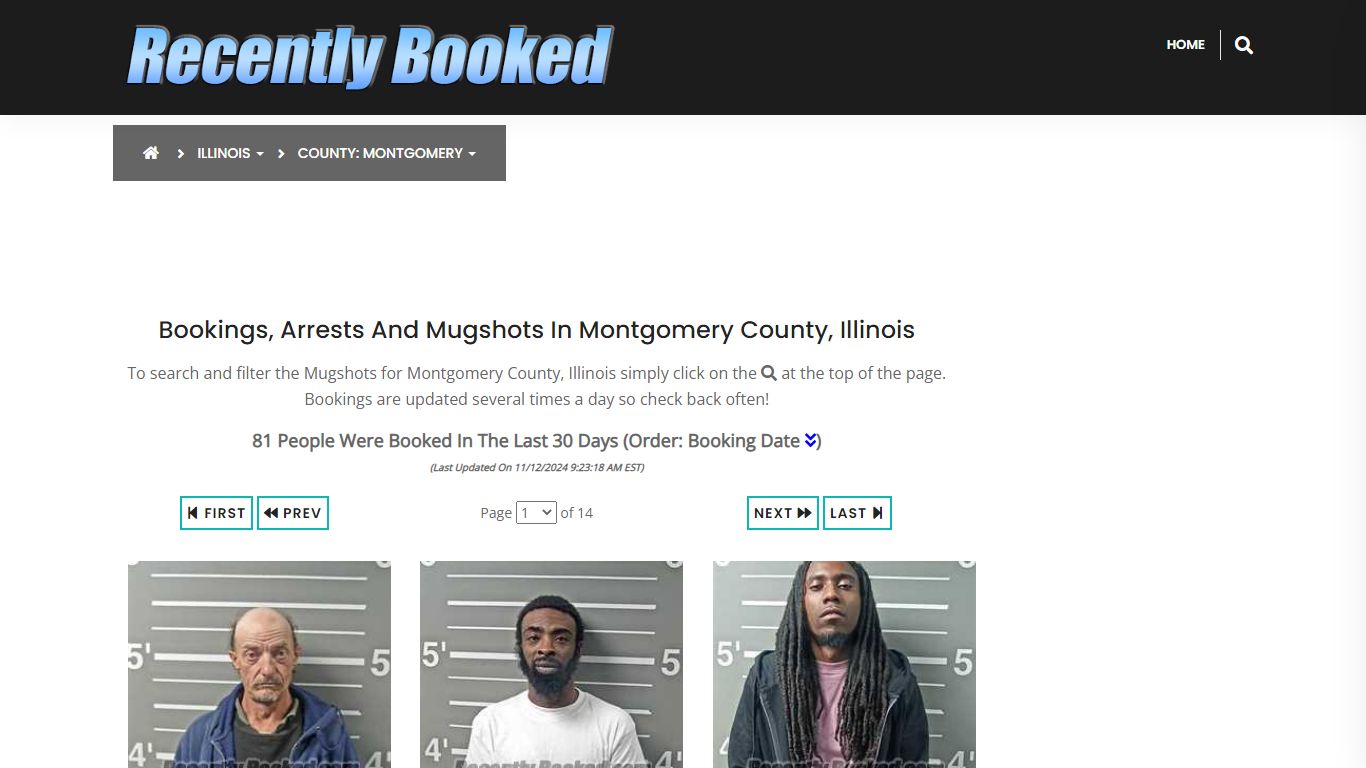 Bookings, Arrests and Mugshots in Montgomery County, Illinois