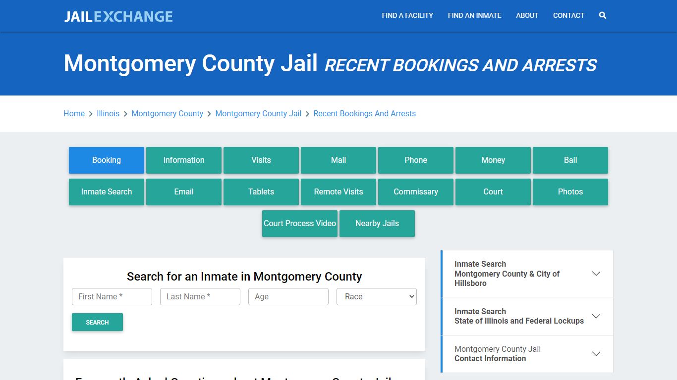 Montgomery County Jail IL Recent Arrests and Bookings